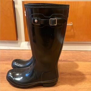 Hunter Kids Black Rain Boots Original Black Gloss Wellington EU 36 4B
